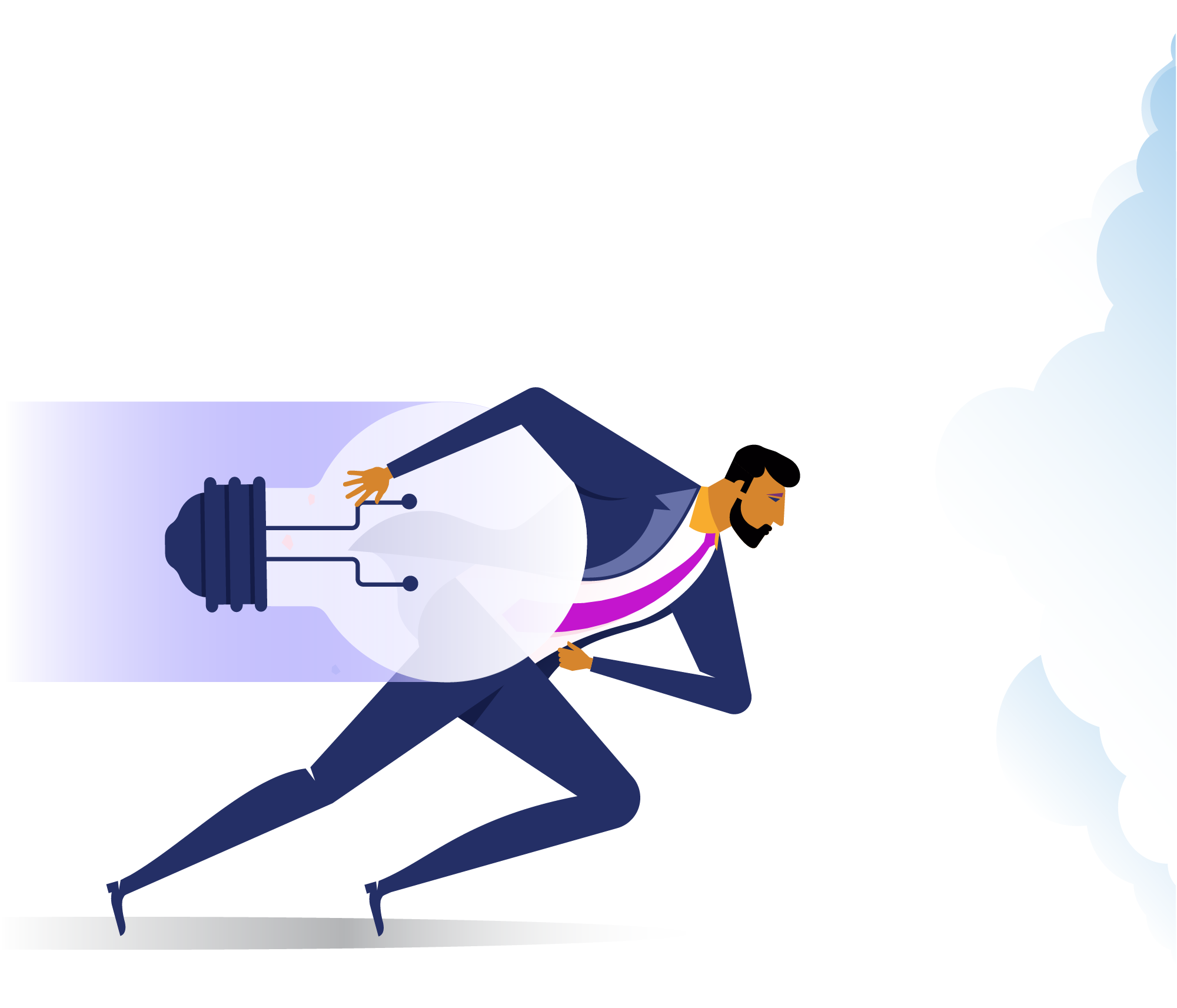 Man running to clould